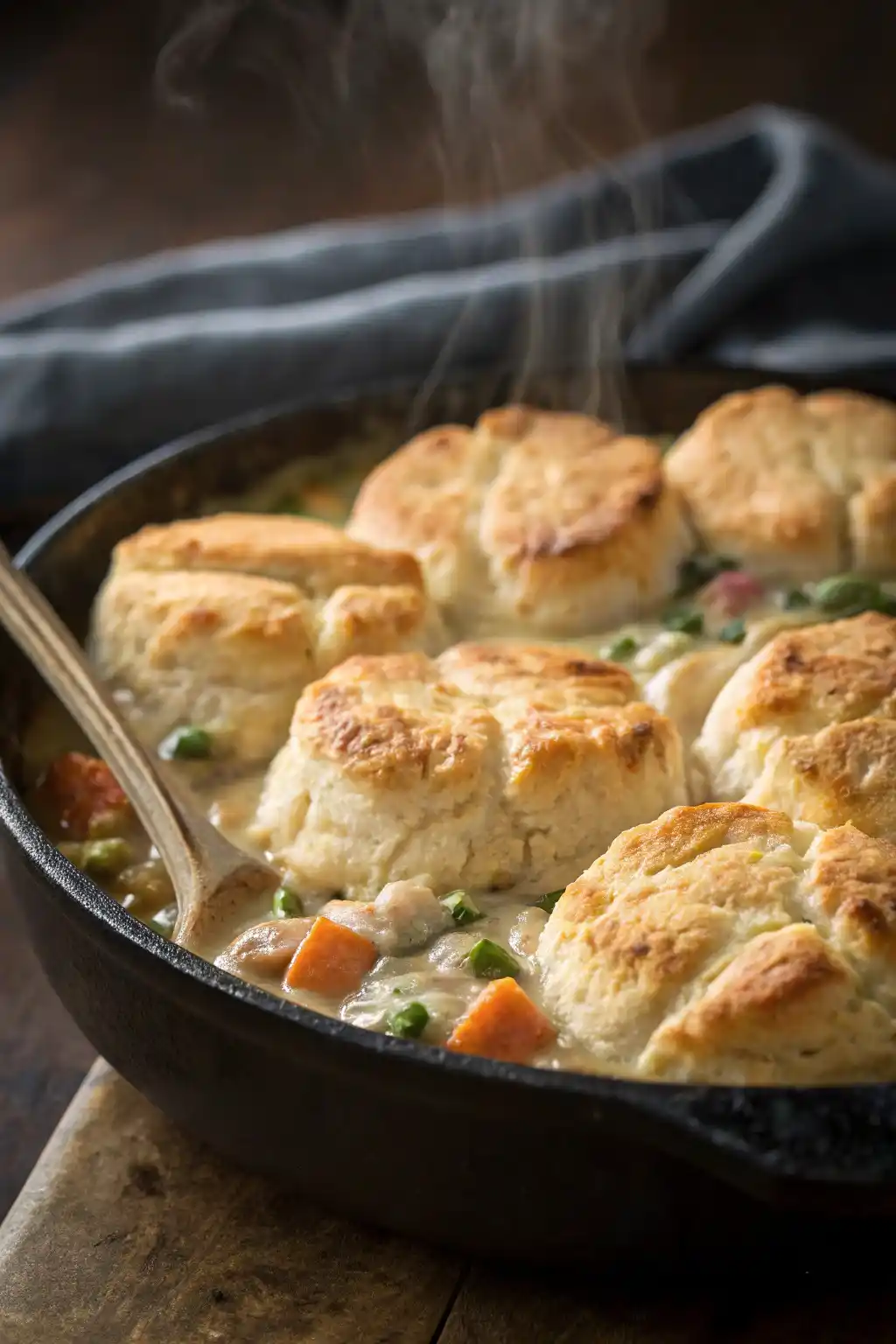 Chicken Pot Pie with Biscuit Crust
