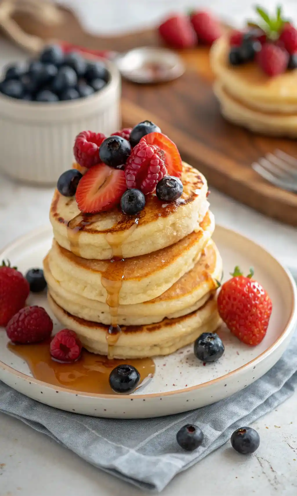 Homemade mini pancakes recipe. Quick breakfast ideas for kids.