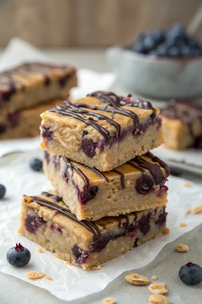 Peanut Butter Powder Blueberry no-bake bars