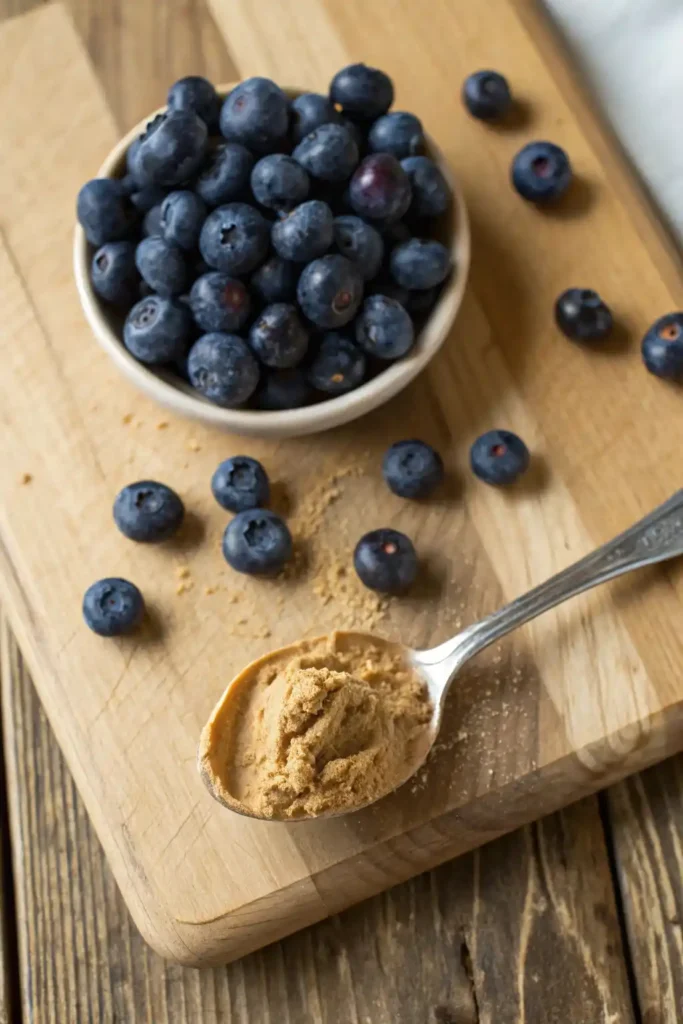 Blueberries and peanut butter powder pairing