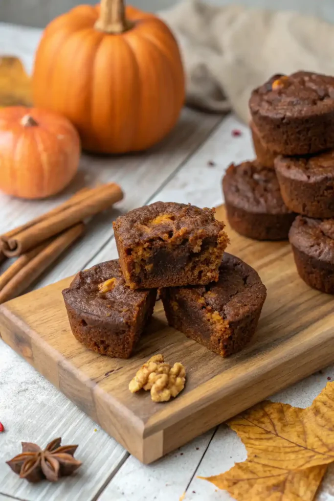 Pumpkin Spice Brownie Bites with cinnamon