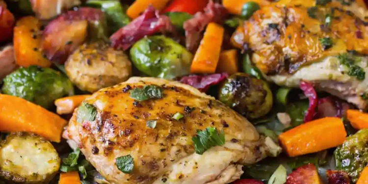 Delicious One Pan Autumn Chicken Dinner with Seasonal Veggies