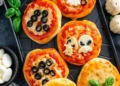 Easy & Spooky Halloween Mini Pizzas