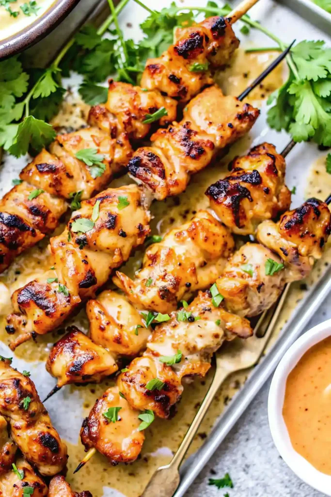 Bang bang chicken skewers