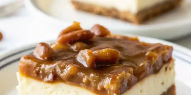 Pecan Pie Cheesecake Bars (Bars or Round Cake!)