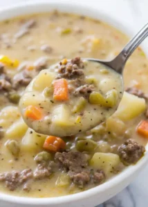 Creamy potato hamburger soup