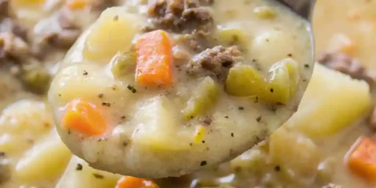 Creamy potato hamburger soup